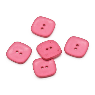 Bottone Square quadrato in nylon opaco a 2 fori 30mm Fucsia