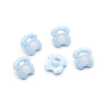 Bottone Telefono baby in nylon bicolore con gambo 15mm Celeste