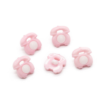 Bottone Telefono con gambo 5pz Rosa