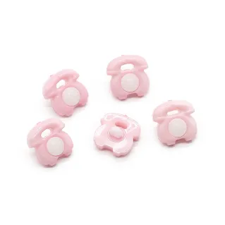 Bouton Téléphone avec tige 5pcs Rose