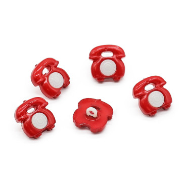 Bottone Telefono con gambo 5pz Rosso