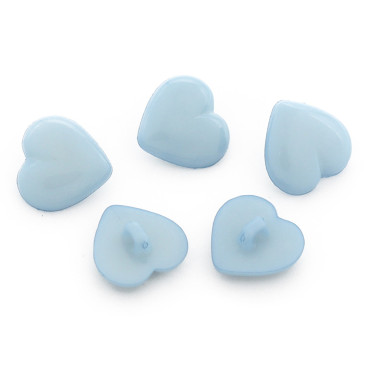 Bottoni Cuore con gambo 5pz Celeste