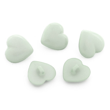 Bottone a forma di cuore in nylon con gambo per abbigliamento e bomboniere Verde