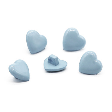 Bottoni Cuore con gambo 5pz Azzurro