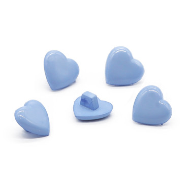 Bottoni Cuore con gambo 5pz Celeste