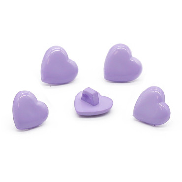 Bottoni Cuore con gambo 5pz Lilla