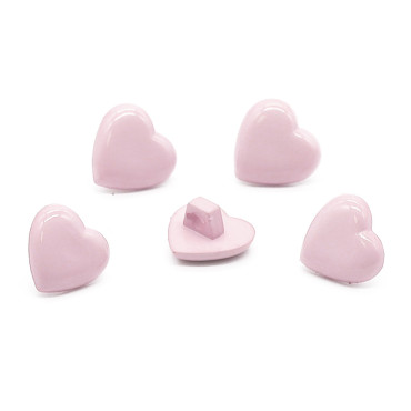 Bottone a forma di cuore in nylon con gambo per abbigliamento e bomboniere Rosa