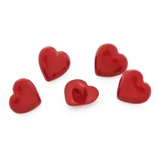 Botones Corazón con tallo 5pz Rojo