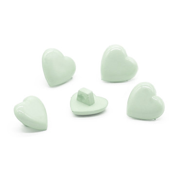 Bottone a forma di cuore in nylon con gambo per abbigliamento e bomboniere Verde