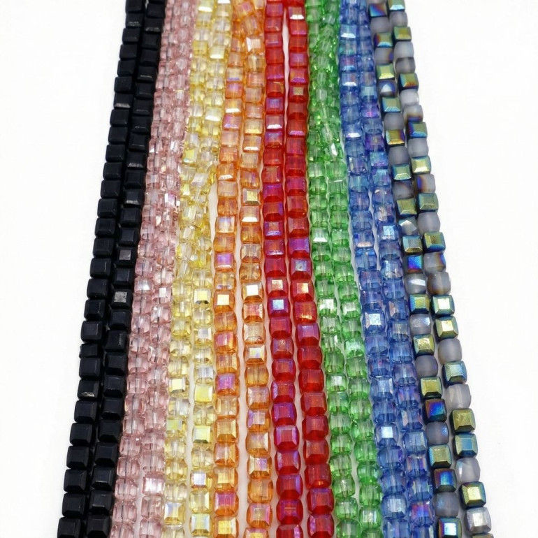 Perline cubiche effetto cristallo in resina 6mm per bijoux