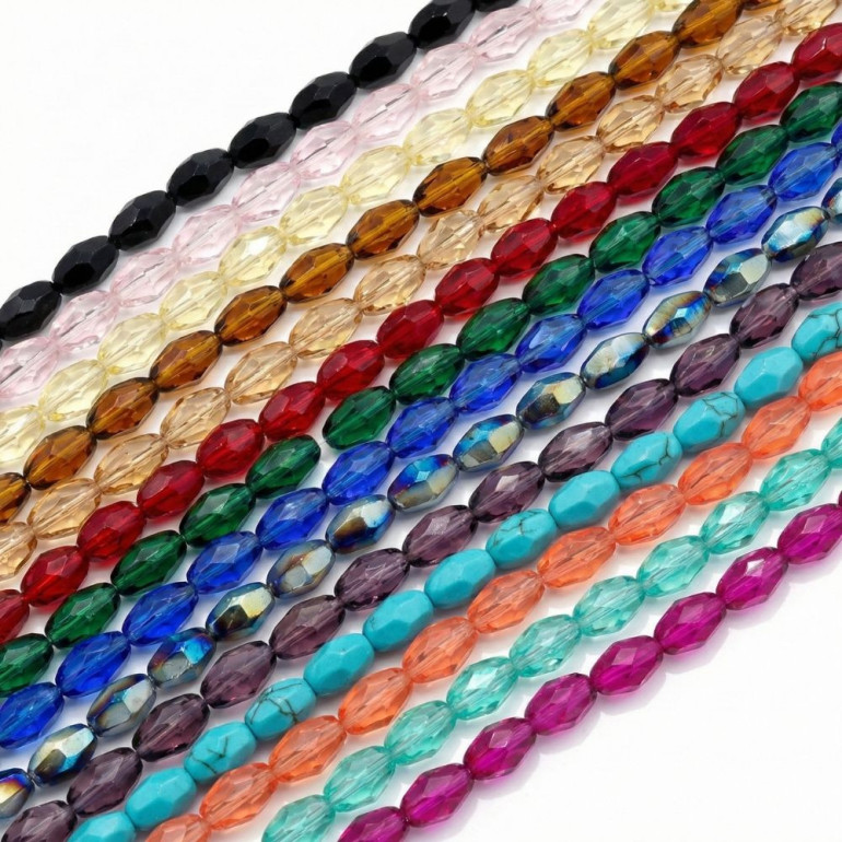 Perline ellittiche effetto cristallo in resina 6mm per bijoux