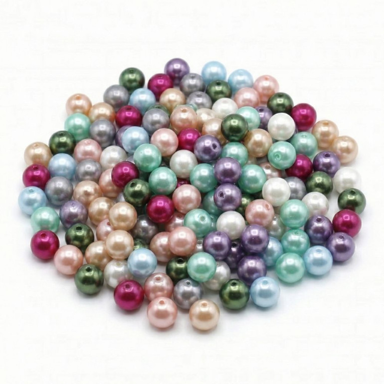 Perline 8mm in vetro effetto perlato HQ Glass per bijoux