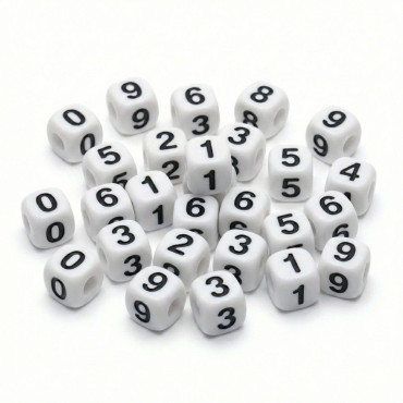 Dado numero bianco in plastica per catenelle ciuccio e bijoux