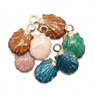 Shellux Beige, Pendentif en métal émaillé Coquillage | Tessiland