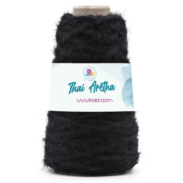Thai Aretha cordino per borse effetto pelliccia 200g Nero