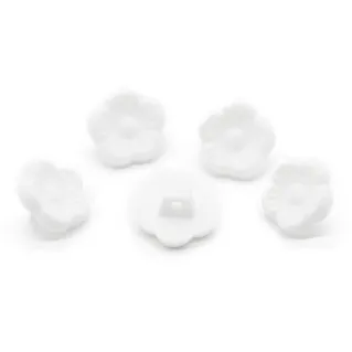 3D Fleur Button with Stem 5pcs White