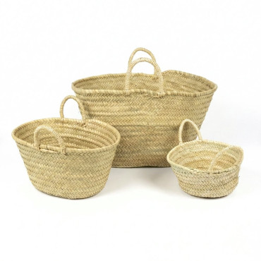 Borsa coffa intrecciata a mano in foglie di palma con manici in sisal