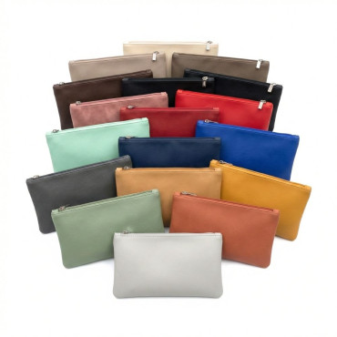 Pochette in ecopelle con zip porta attrezzi made in Italy 24x13cm