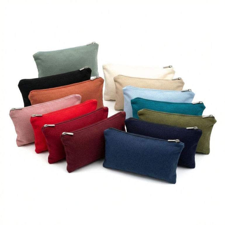 Pochette Ottoman in cotone con zip porta attrezzi made in Italy 24x15cm