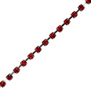 Fil à chaîne strass 2mm pour applications et bijoux Rouge
