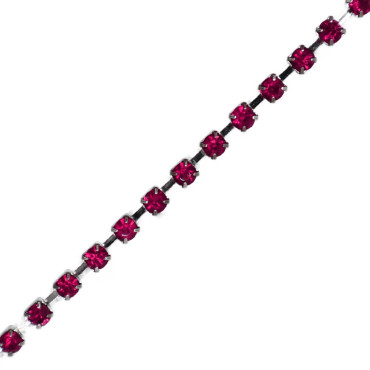 Filo a catena strass 2mm per applicazioni e bijoux Fucsia