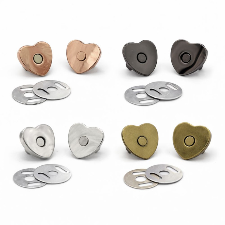 Bottone magnetico Cuore chiusura per borse con alette