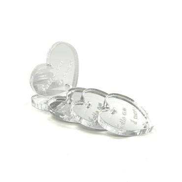 Targhette handmade Cuore da cucire per borse e abbigliamento Trasparente