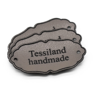 Custom tags Elegant eco leather Cornflower blue Tortora