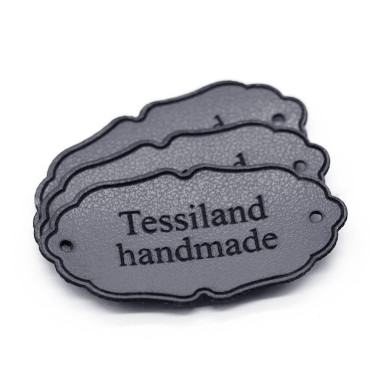 Custom tags Elegant eco leather Cornflower blue Grigio