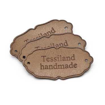 Custom tags Elegant eco leather Cornflower blue Cuoio