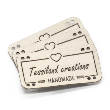 Targhette Personalizzabili Love ecopelle 3pz Panna