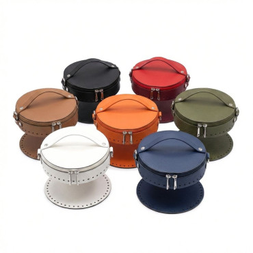 Set Mini Seau en Cuir Écologique Bleu – Design rond | Tessiland