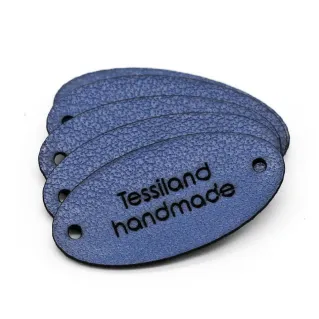 Customizable Oval Eco-Leather Tags 5pcs Bluette