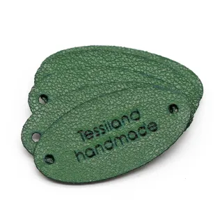 Customizable Oval Eco-Leather Tags 5pcs Green