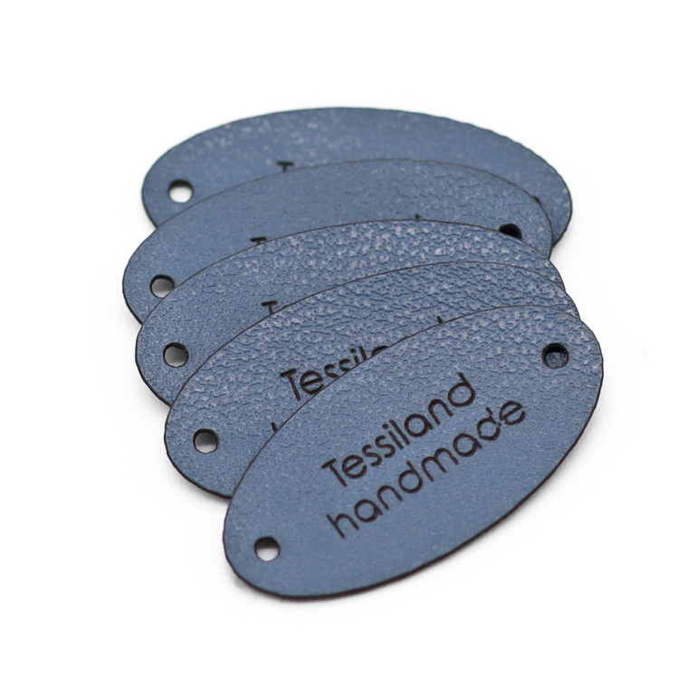 Custom Tags Oval 5 pcs Eco Leather White