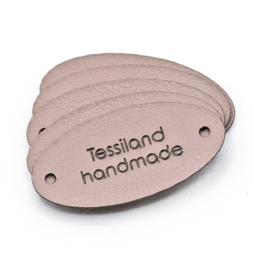 Custom Tags Oval 5 pcs Eco Leather White Cipria