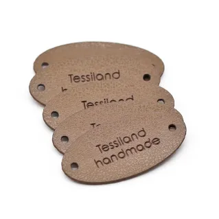 Etiquetas Personalizables Ovaladas de Ecopiel 5pz Cuoio