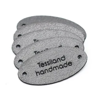 Customizable Oval Eco-Leather Tags 5pcs Titanium