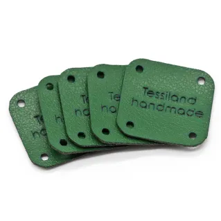 Etiquetas personalizables forma cuadrada de ecopiel 5pz Verde