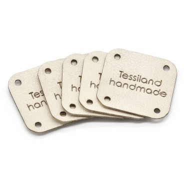 Custom tags square 5 pcs Eco Leather Avio Panna