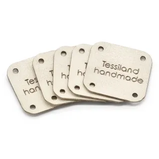 Etiquetas personalizables forma cuadrada de ecopiel 5pz Panna