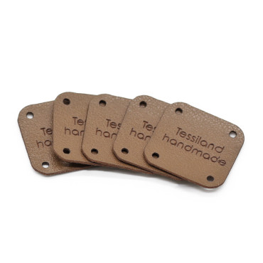 Custom tags square 5 pcs Eco Leather Avio Cuoio