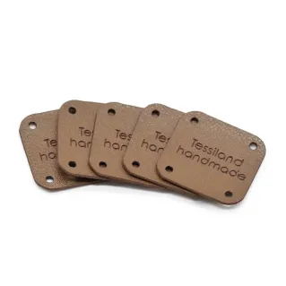 Customizable Square Eco-Leather Tags 5pcs Cuoio