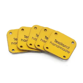 Étiquettes Personnalisables forme Carré en Similicuir 5 pièces Jaune