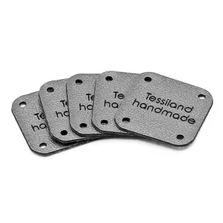Customizable Square Eco-Leather Tags 5pcs Titanium