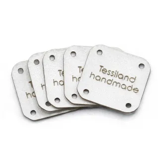 Etiquetas personalizables forma cuadrada de ecopiel 5pz Blanco