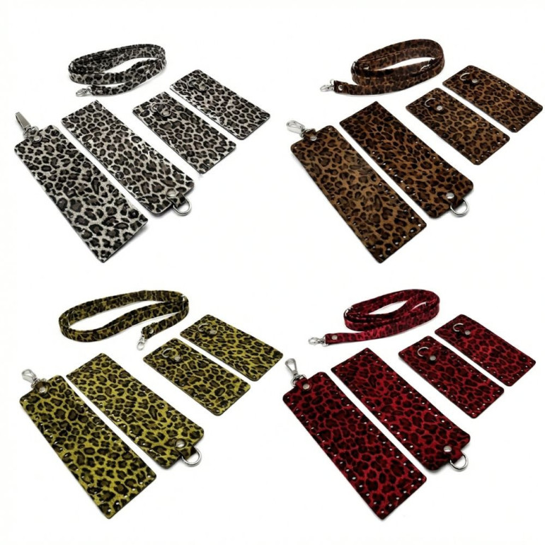 Set borsa Mursi leopardato in ecopelle per borse all'uncinetto