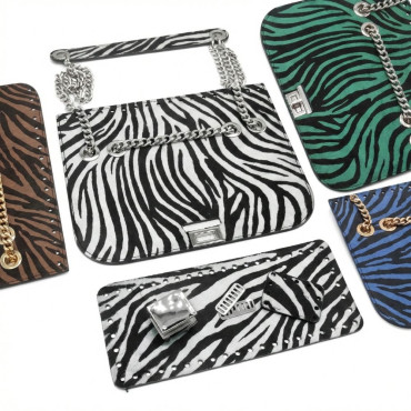 Set borsa Samburu zebrato in ecopelle con catena