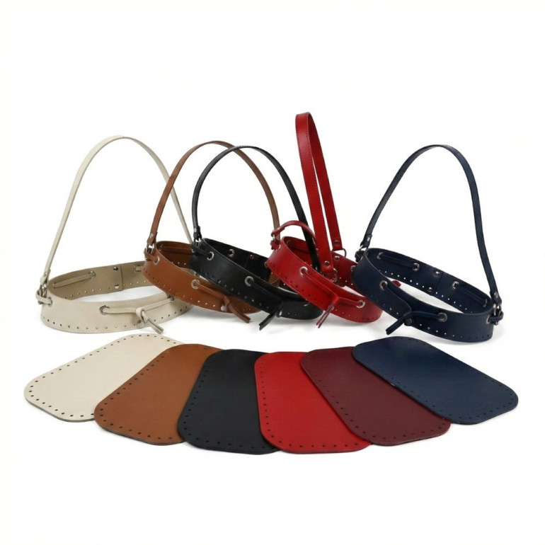 Set borsa Secchiello bucket bag in ecopelle con coulisse e manico