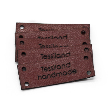 Plaques personnalisables rectangle 5 pcs Éco-cuir Blanc Bordeaux